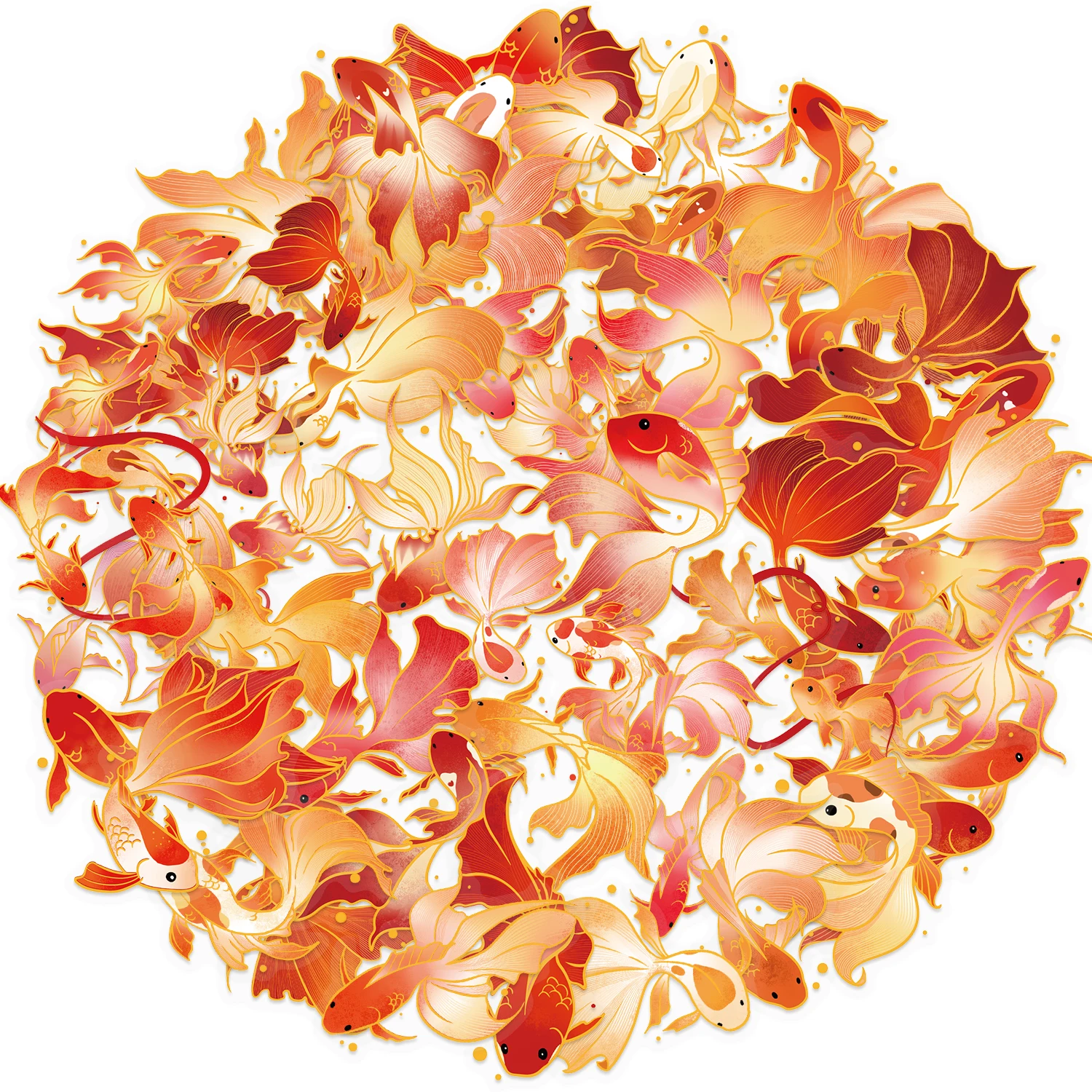 50 stücke Glück Koi Transparent Fisch Aufkleber Meerestiere Cartoon Aufkleber Sammelalbum Telefon Gepäck Kreative Aufkleber Dekoration