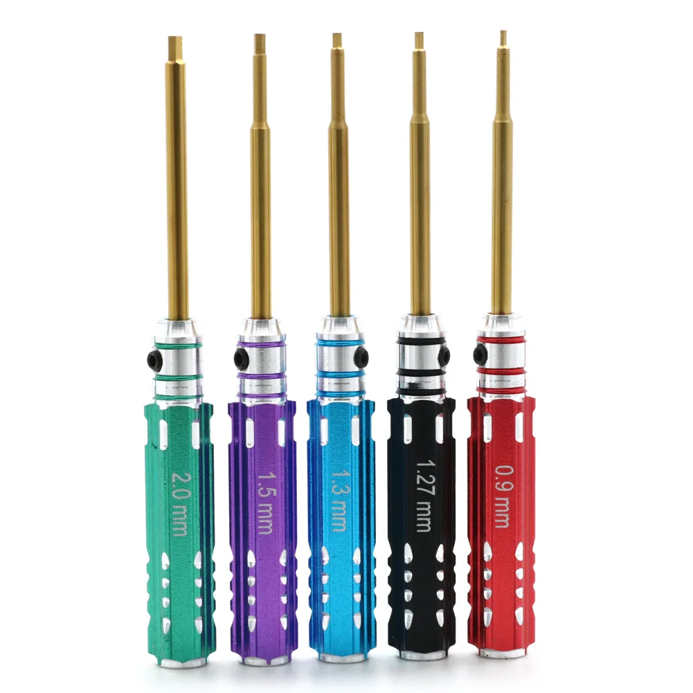 5pcs/set RC Mini 0.9mm 1.27mm 1.3mm 1.5mm 2.0mm Hex Screw Driver Set Titanium Screwdriver for Axial SCX24 1/24 RC Crawler Truck