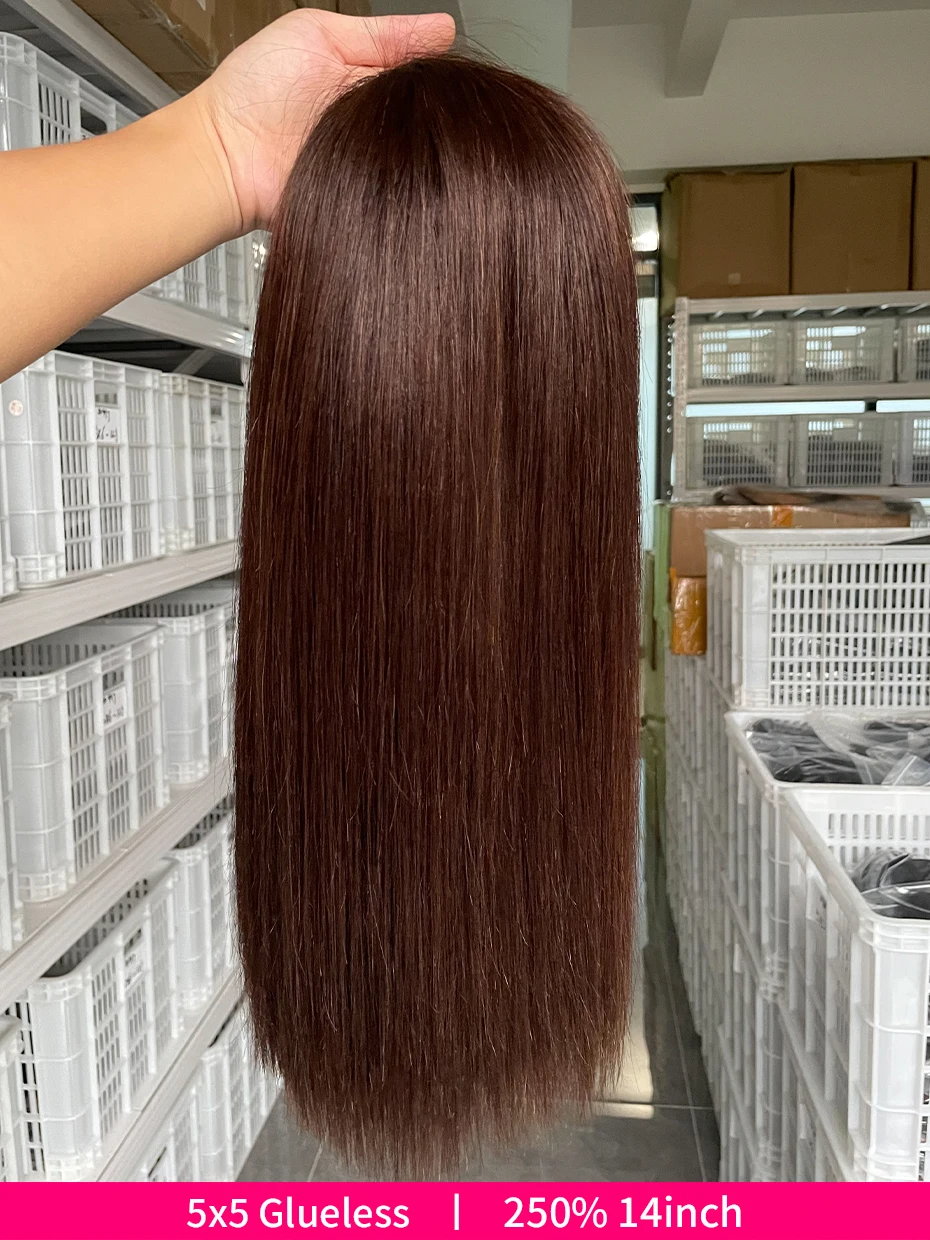 #2 Brown Chocolate Color 250 Density Lace Frontal Wig Human Hair Raw Vietnamese Double Drawn 13x4 Bob Lace Front Human Hair Wigs