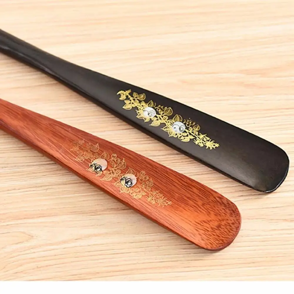 Portable Home Shoe Horns Wooden Professional Lifter AID Stick Long Handle Flexible Wooden Spoon