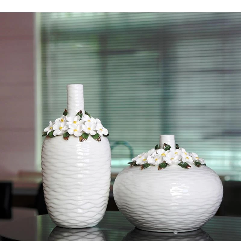 Wreath Relief Ceramic Vase Potted Plants Decorative Flower Arrangement Floral Vases Desk Decoration Pots