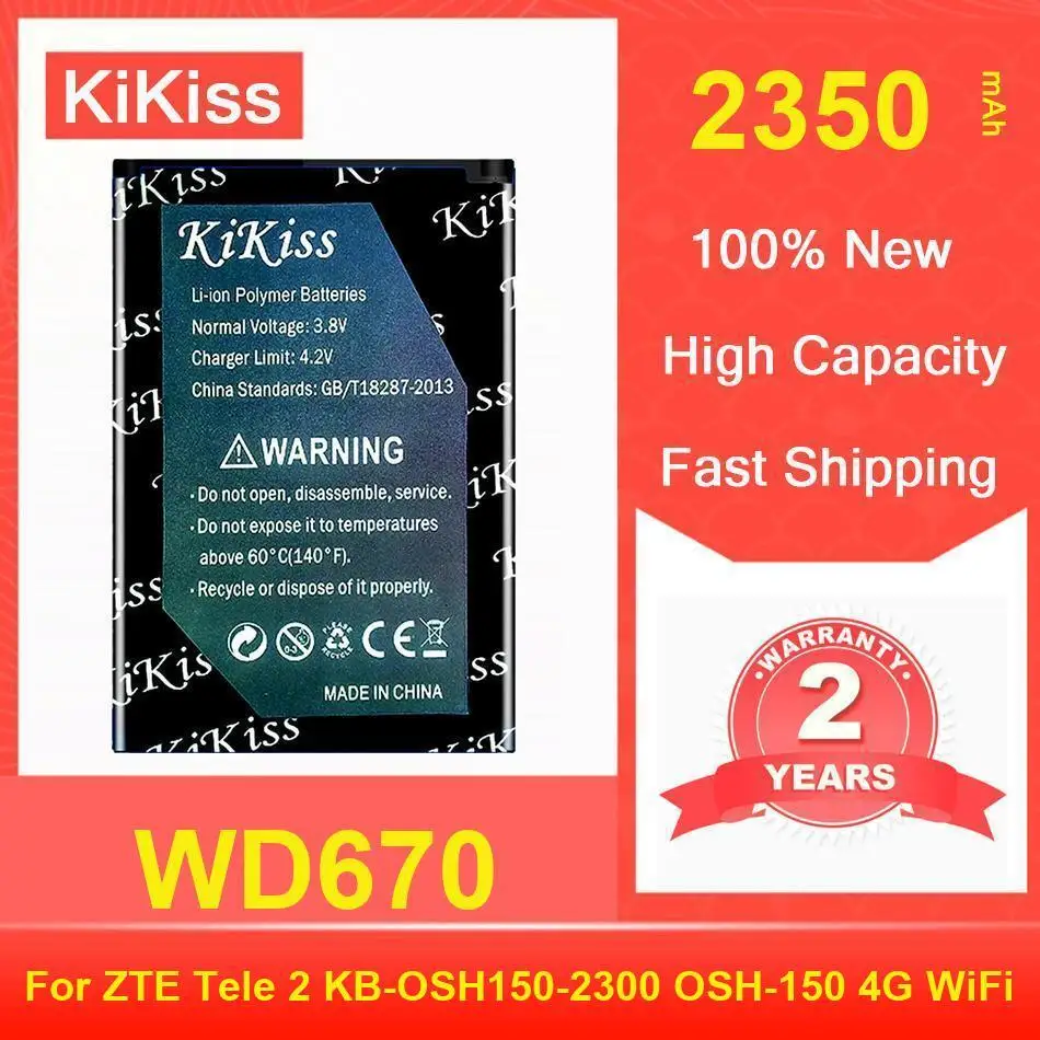 

Kikiss Battery 2350Mah WD670 For ZTE Tele 2 KB-OSH150-2300 OSH-150 4G Wifi