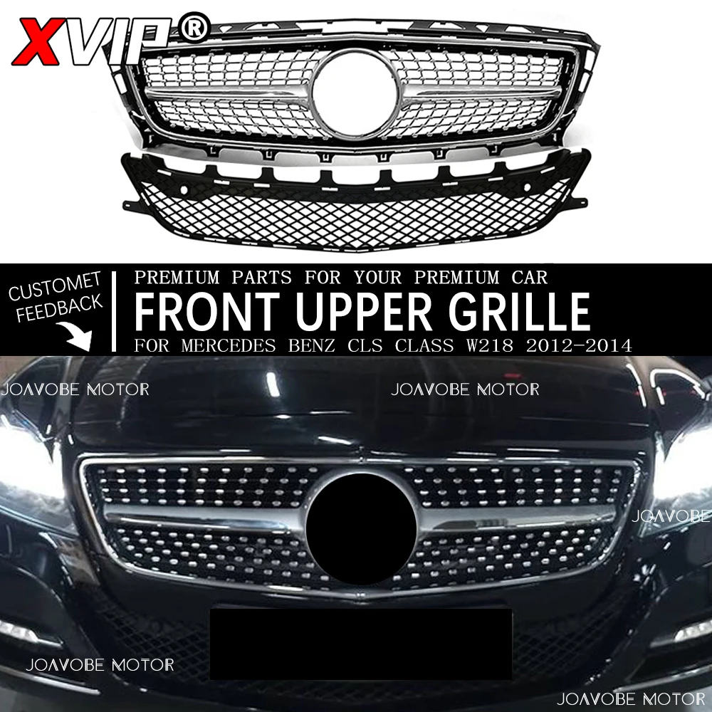 

Решетка бампера XVIP Chrome Silver Diamonds Style для Mercedes Benz CLS-Class W218 12-14 CLS220 CLS250 CLS320 CLS350 CLS400 CLS500