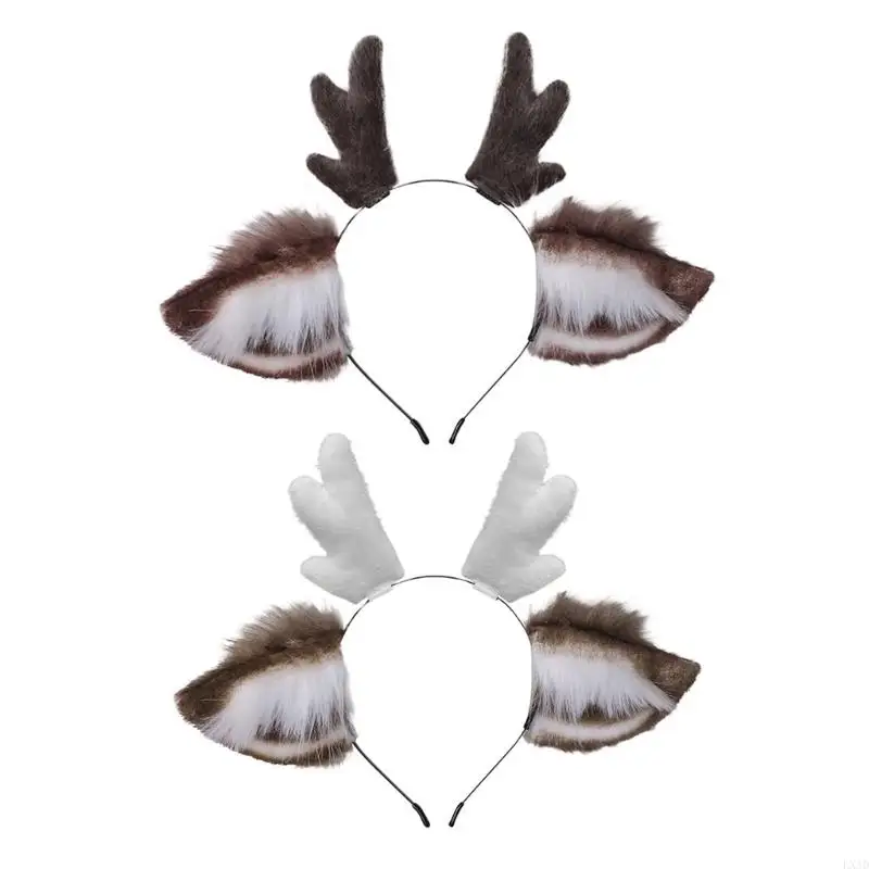 

Faux Fur Ears Plush Antler Headband Reindeer Animal Hair Hoop Cosplay Costume