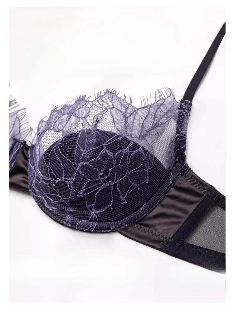 Conjunto de lencería de encaje ultrafino estilo francés para mujer, sexy, para senos pequeños, con efecto push-up, antideslizante, cómodo, tallas S-XL, oferta de moda.