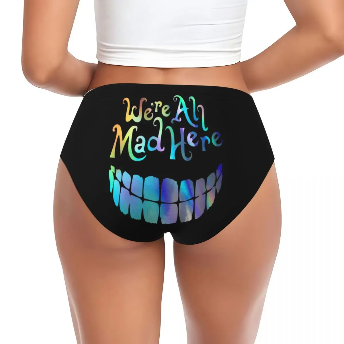 Custom We Are All Mad Here Cheshire Cat Briefs Underwear Womens Comfortable Stretch Panties