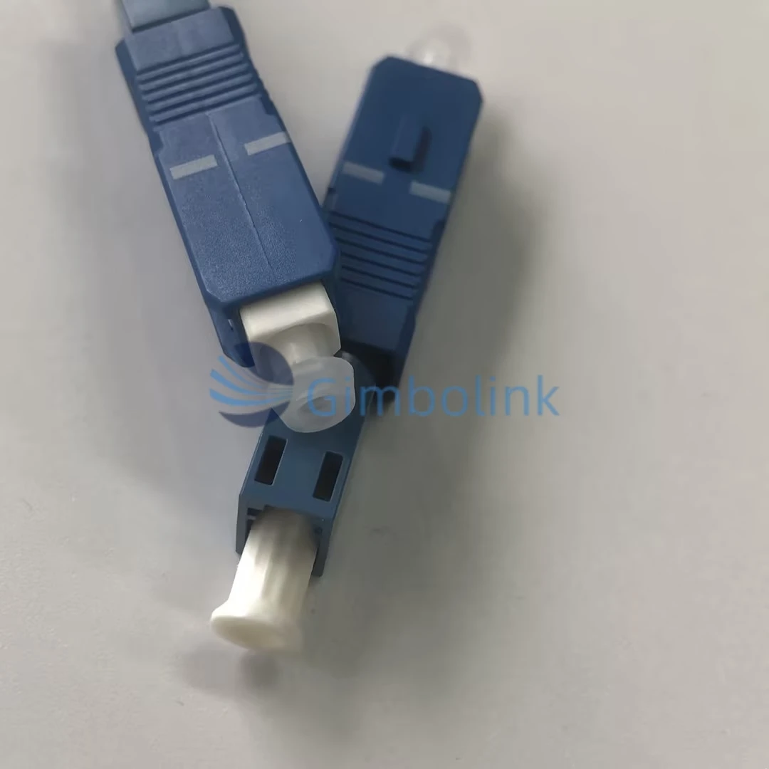 Conector de fibra óptica gimbo sc upc macho para lc upc fêmea adaptador híbrido componentes de acoplador de adaptador de fibra óptica de plástico