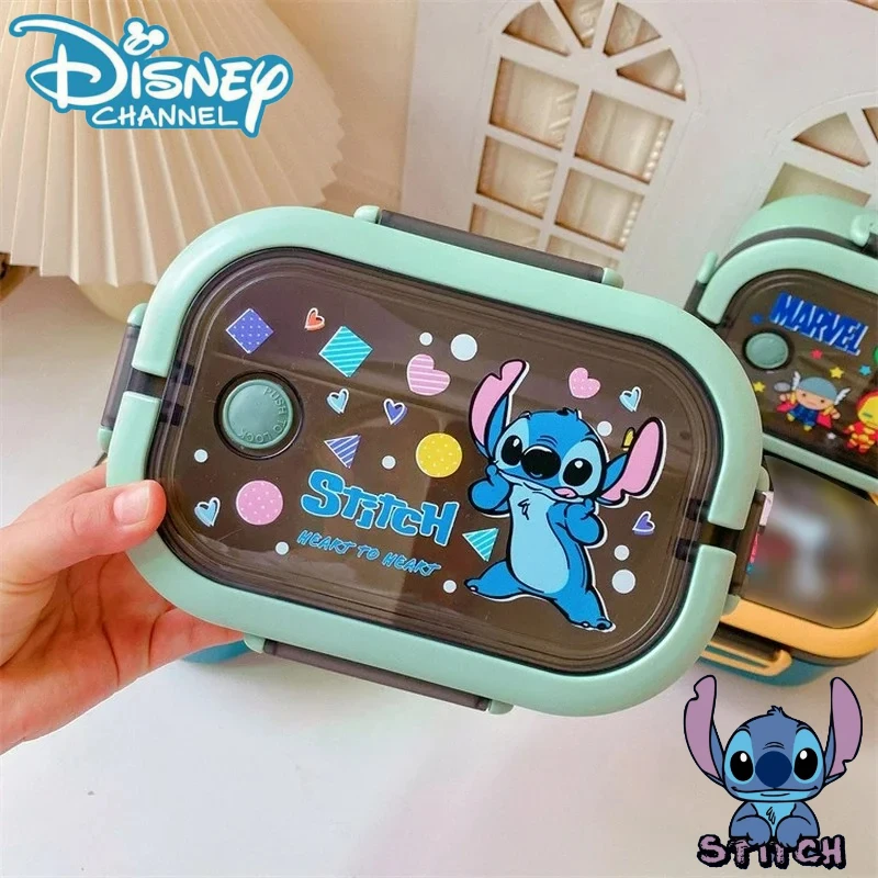 

Disney Stitch Portable Lunch Box Child Student Hermetic Bento Box Cartoon Office Portable High Capacity Double Layer Lunch Box