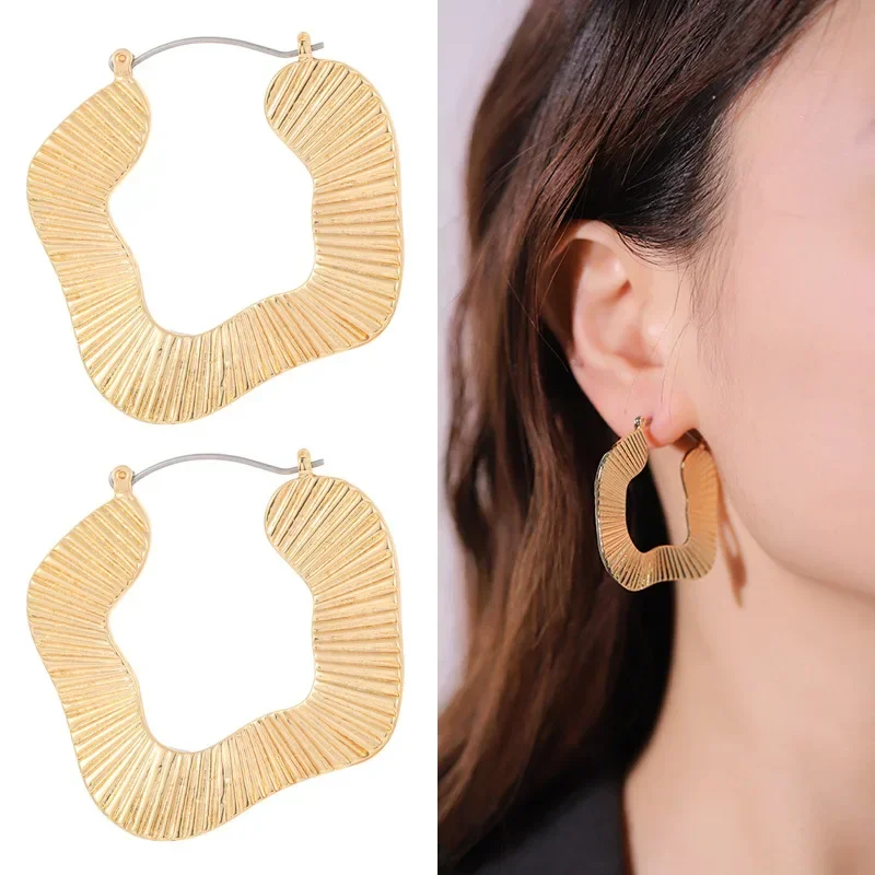 

Gold Plated Earrings With Metal Grain Dangle For Women Large Dangle Ladies 2023 Gift Fashion Jewelry