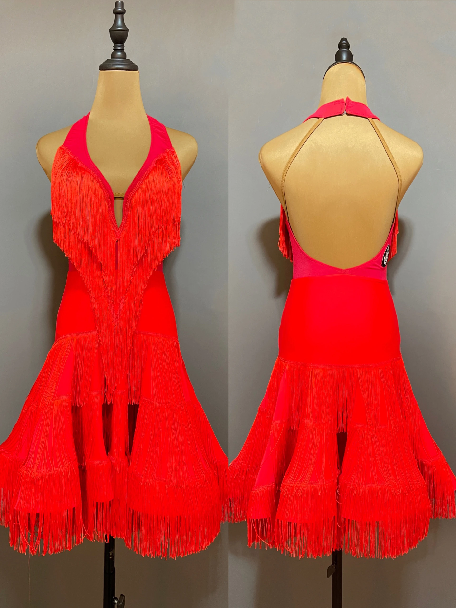 Costume de Performance de brevLatine pour Femme, Robe à Franges, Col Licou, Concours Adulte, Régions ba, Samba, Salle de Bal, JL5673