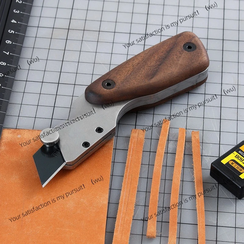 Trapezoidal leather knife, handmade DIY leather goods, black walnut handle 0 shaking 0 deformation