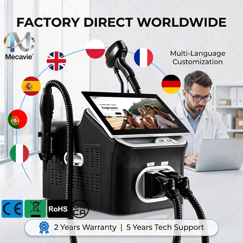 Painless Diode Alexandrite Picosecond Laser Machine 2-in-1 Hair & Tattoo Removal with Multi-Function Cooling System for Beauty
