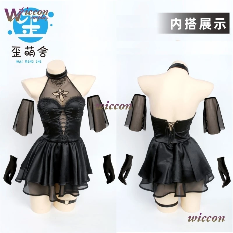 

uznzk/ Noir Devil Rabbit Skin Angel Black Bunny Victory Gods Cosplay Full Set Anime Lolita Angel Halloween Party Sexy Jirai Kei