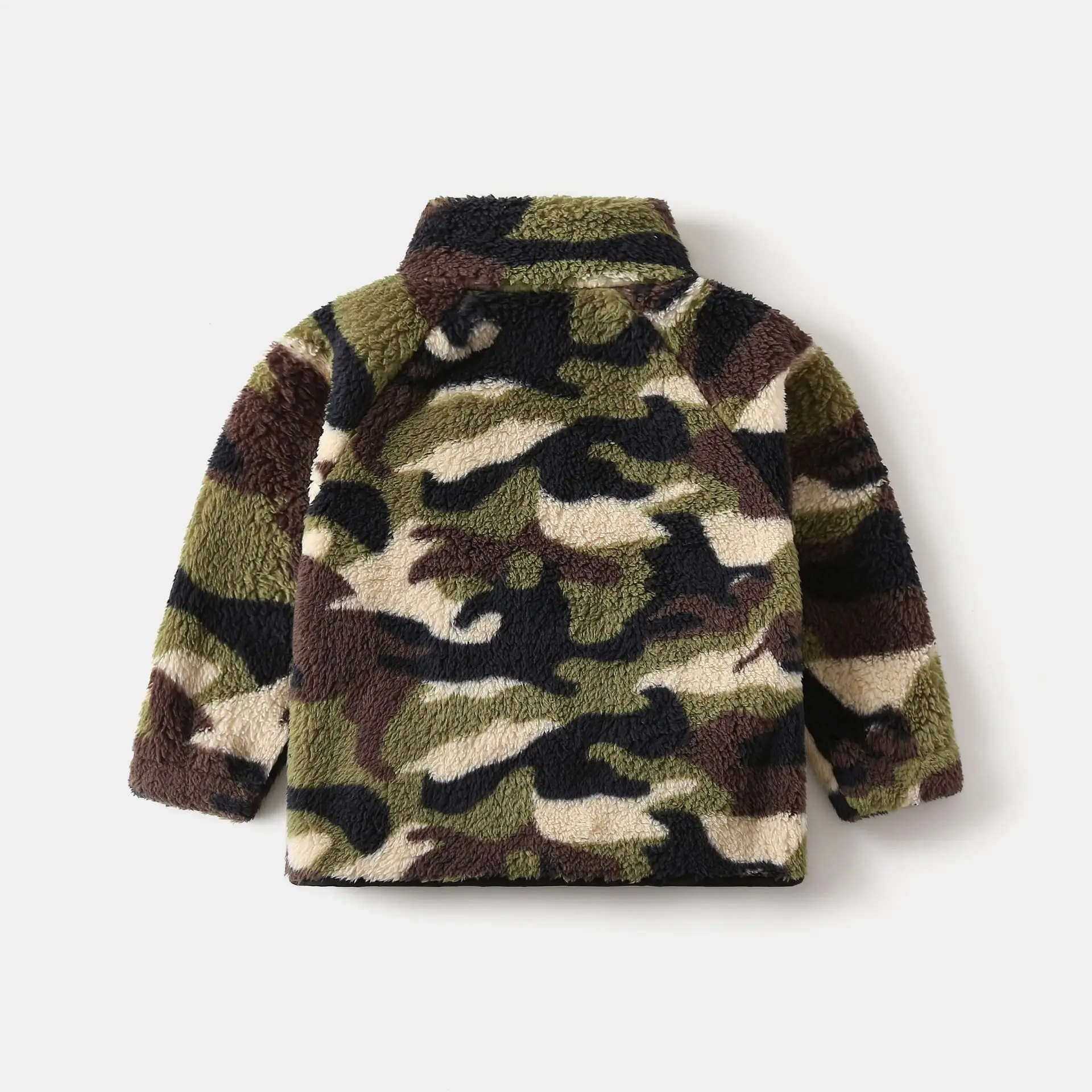 Ircomll Herbst Winter Neuer Bedruckter 2-7J Kinder-Mantel Stehkragen Patchwork Fleece Samt Warme Lässige Kinder-Oberbekleidung – Detail 3