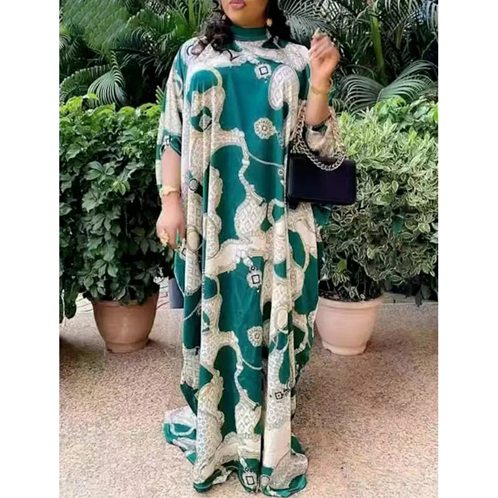 

Chiffon Print African Dresses for Women 2024 Summer Africa Clothing Dubai Kaftan Abaya Loose Boubou Robe Gown Dashiki Djellaba