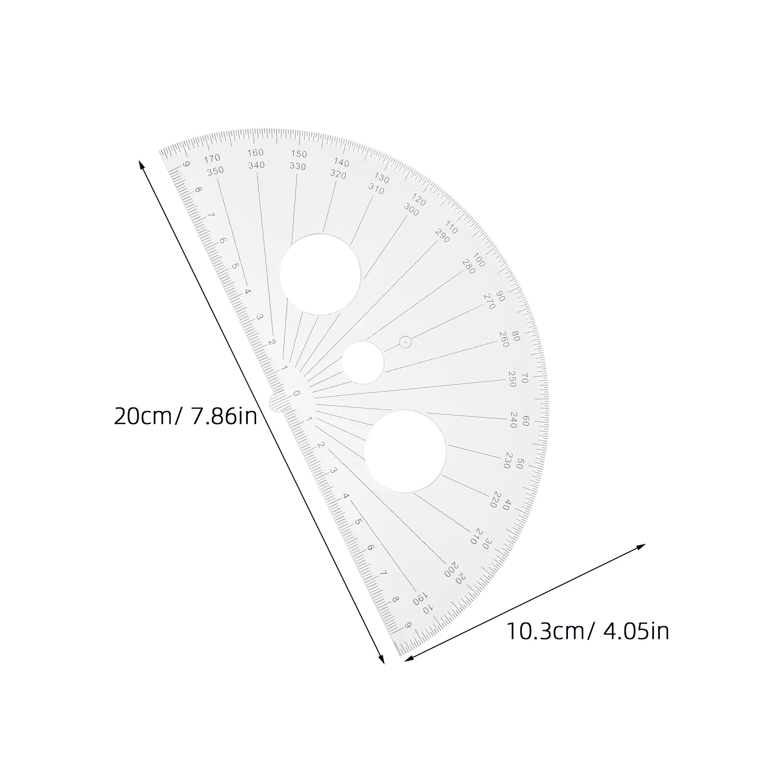 3 قطعة مسطرة منقلة من البلاستيك الشفاف متعددة الوظائف شبه دائرة 180 درجة أداة قياس لرسم الهندسة والفصول الدراسية المدرسية #4
