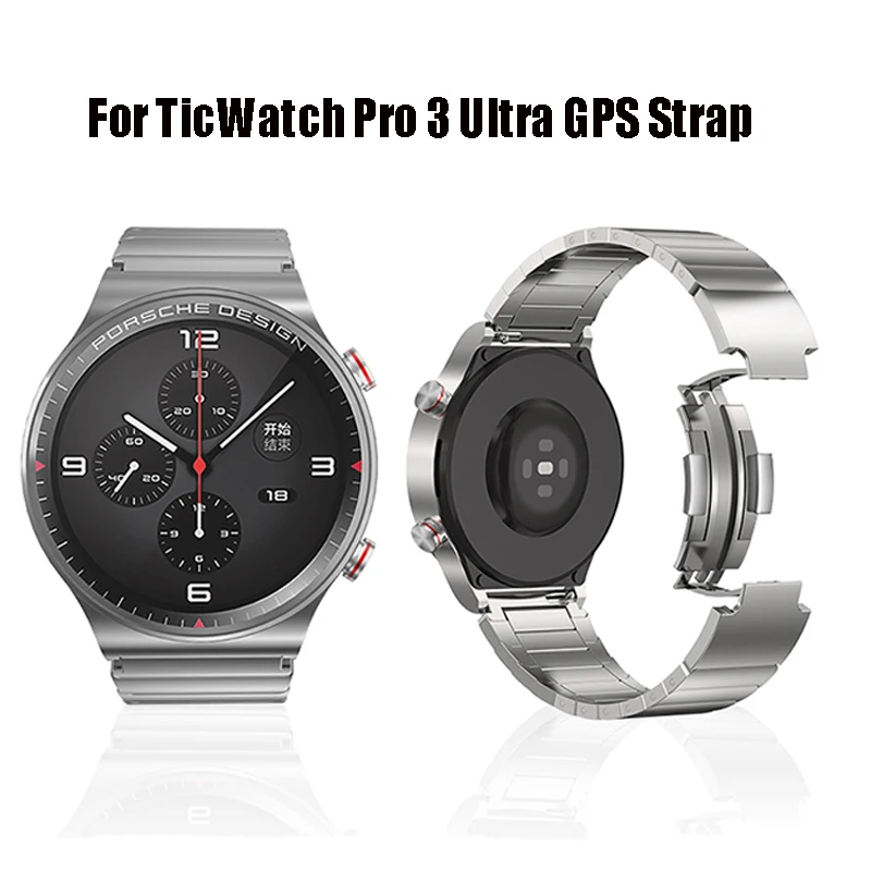 Ремешок Porsche металлический для TicWatch Pro 3, оригинальный браслет с GPS для TicWatch GTX S2 E2 Correa, 22 мм, аксессуары для наручных часов