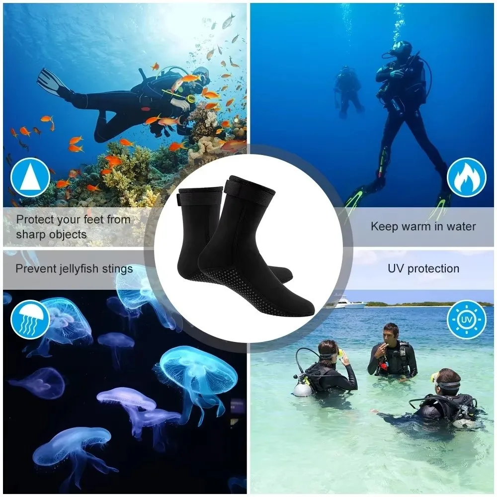 

1pair Swimming Socks 3MM Black Diving Socks Non-slip Long Tube Diving Surfing Boots Adult 38-46 Neoprene Water Socks Sand Soccer