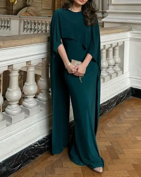 

Slimming Women's Dress 2026 New Elegant Round Neck Shawl Design Solid Color High Waist Hip Hugging Dress Suitable for Banquets