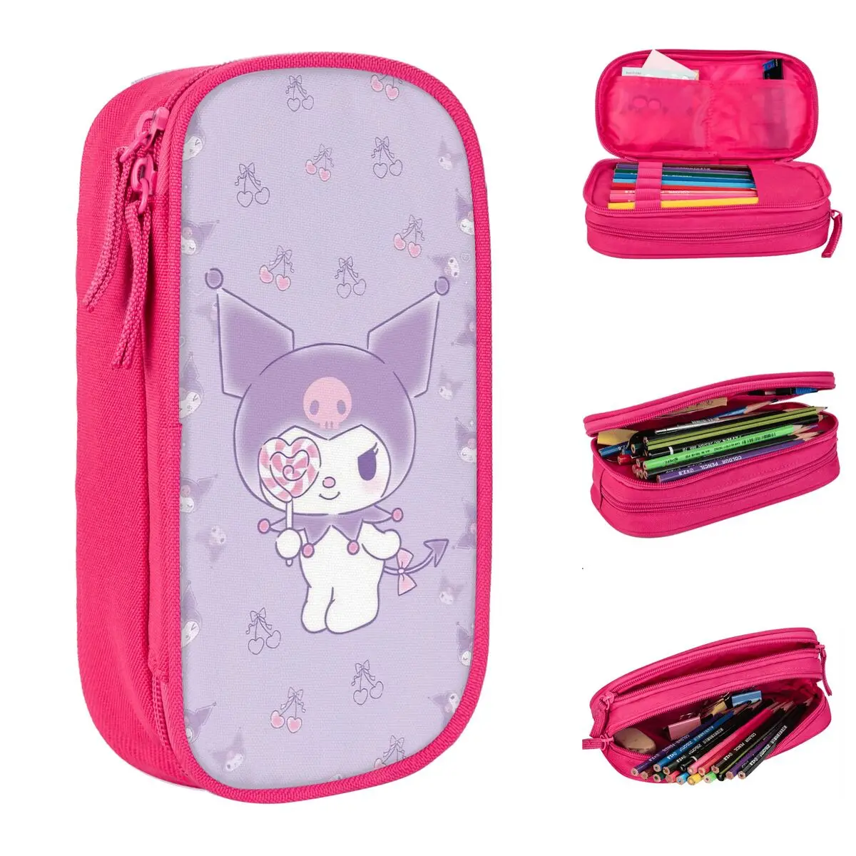 Classic Kuromi Pencil Cases Japanese Style Pencilcases Pen for Student Large Storage Pencil Bags Office Zipper Accessories