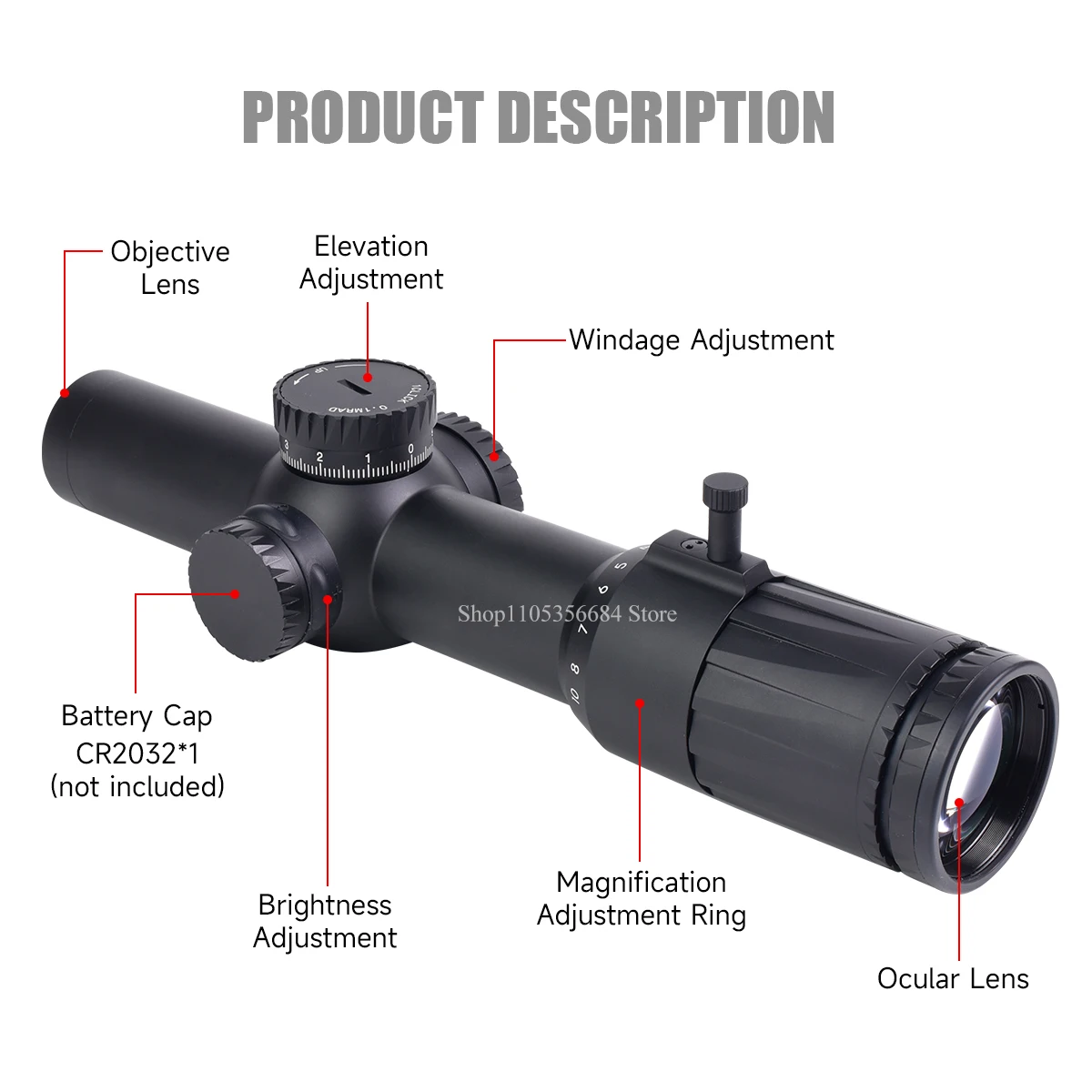 Original E*T*CH First Focal Plane 1-10X28 FFP SR5 MRAD Reticle VDU 1-6x24 FFP SR1 Reticle 30mm Tube Short&Medium Range Hunting