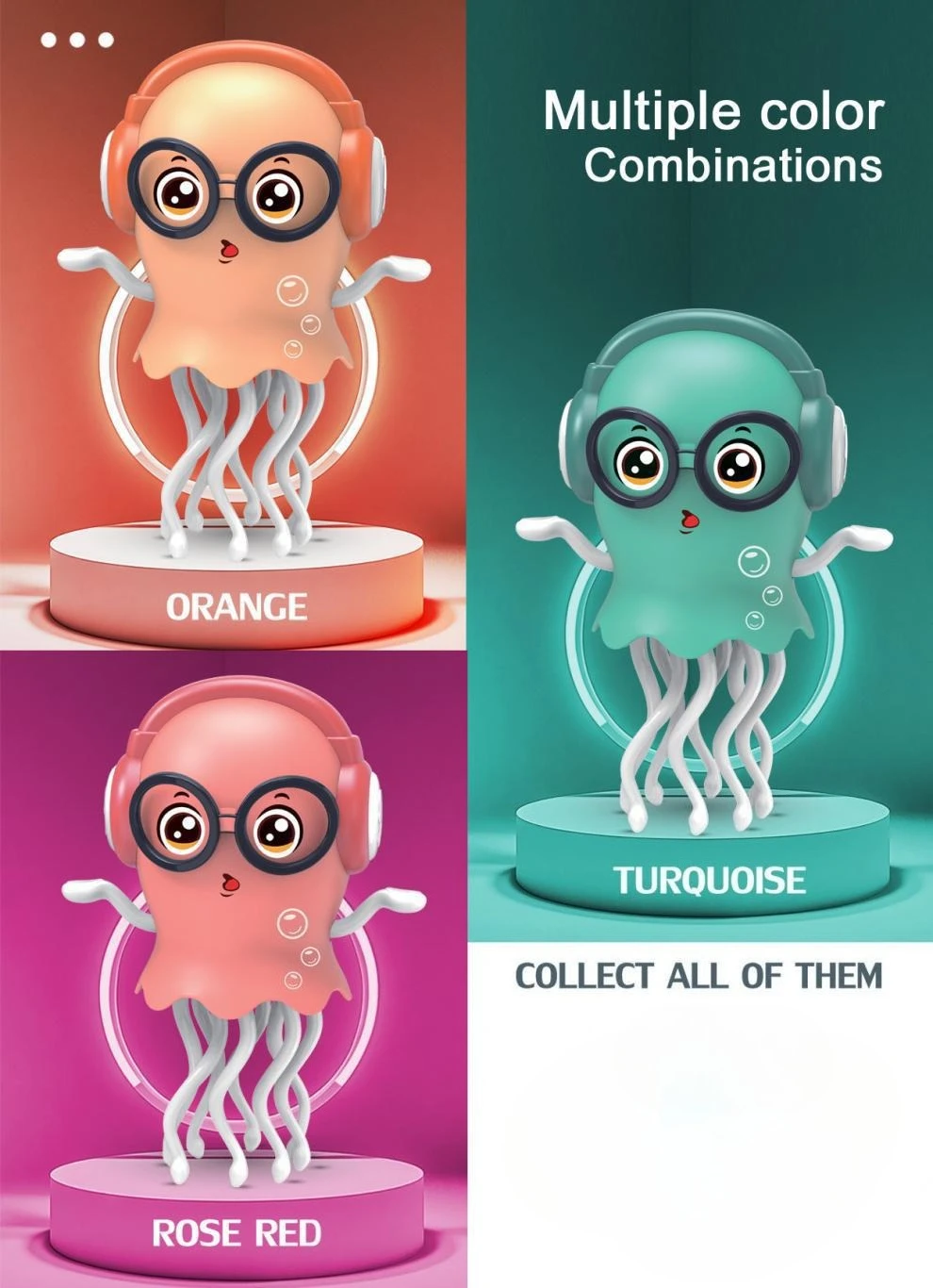 لعبة تخفيف الضغط للأطفال على شكل أخطبوط قنديل البحر الراقص السحري، استشعار تلقائي لتجنب العوائق