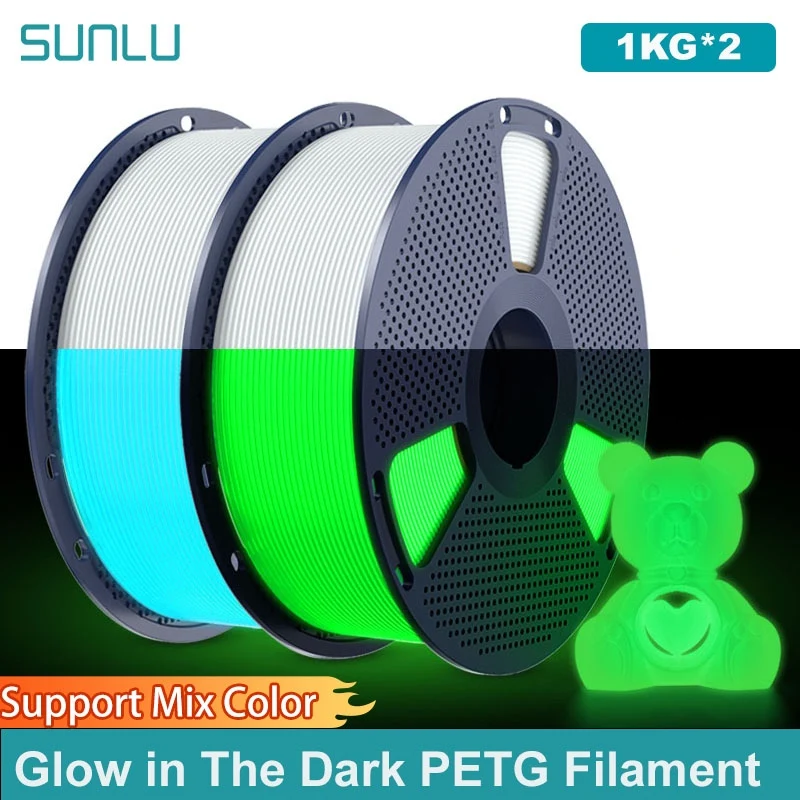 

SUNLU 2KG Glow in The Dark PETG Filament Neatly Wound Luminous PETG Filament 1.75mm 1KG Filament Fit Most FDM 3D Printers