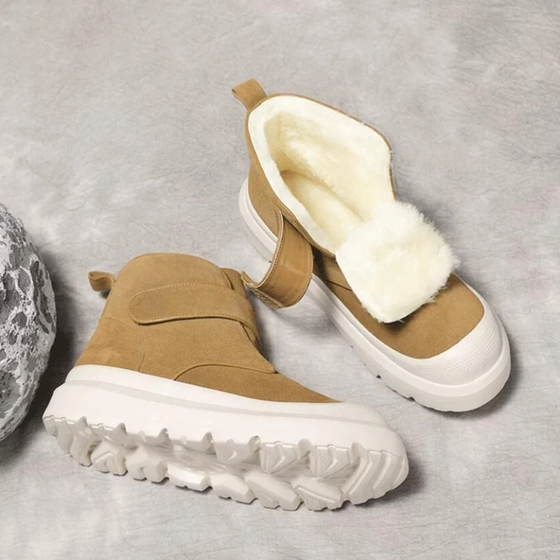 Fur-Lined Snow Boots Men Winter Ankle Boots Thick Wool Non-Slip Russian Outdoor -40°C Cold-Proof Cotton Shoes