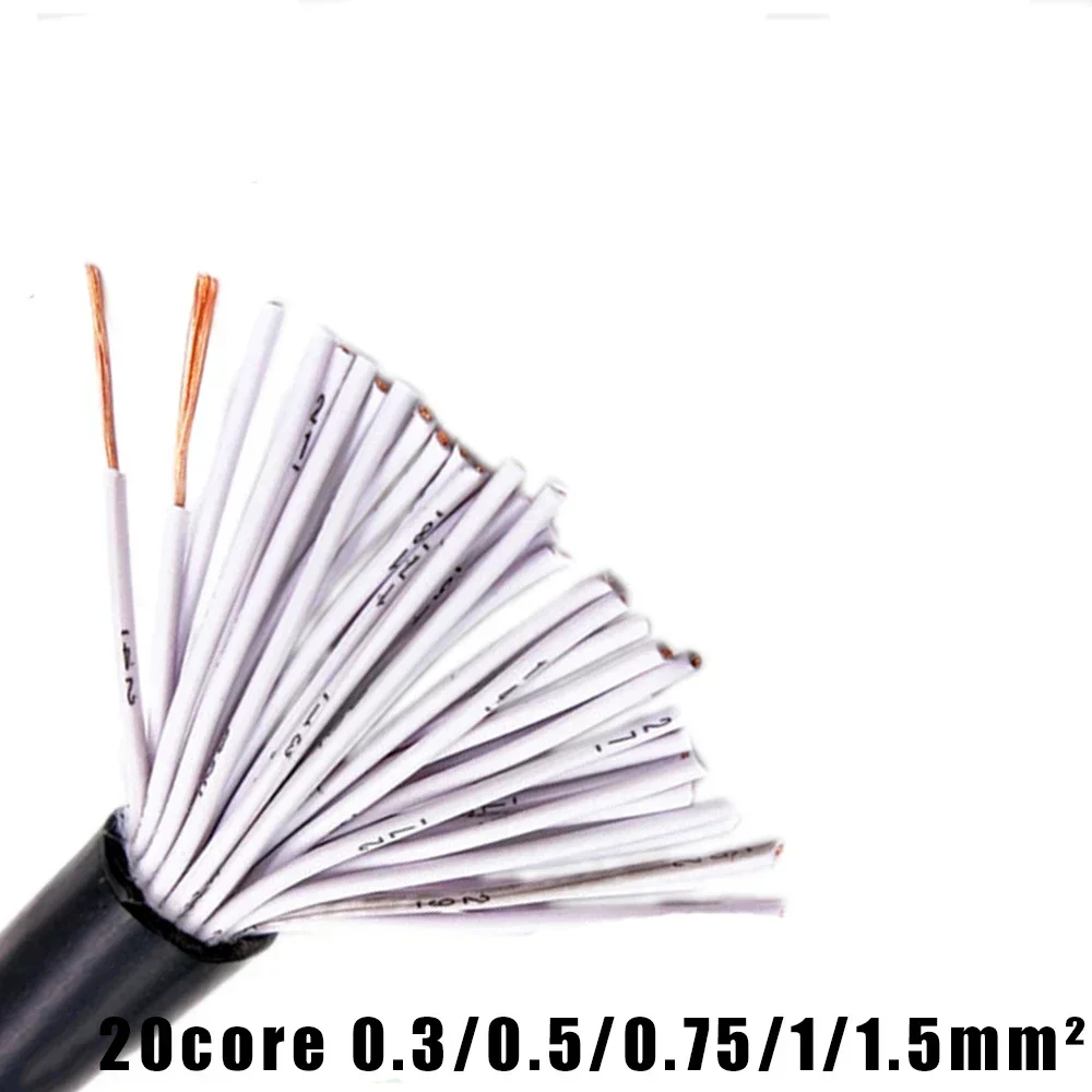 

20 core Pure Copper RVV Sheathed Wire 20 core 0.3 mm2 0.5mm2 0.75mm2 1.0mm2 1.5 Square Power Cable White Monitoring Wire