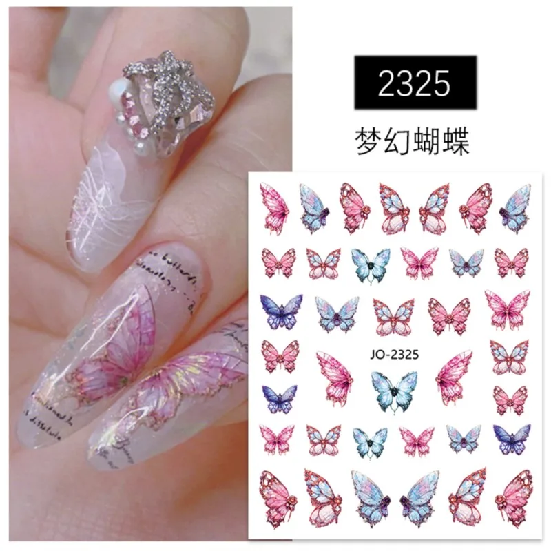 

3D Butterfly Nail Art Sticker 8X10cm Colorful Butterflies Wing Sliders Decals for Manicure Tattoos Sticker Nail Wraps Decoration