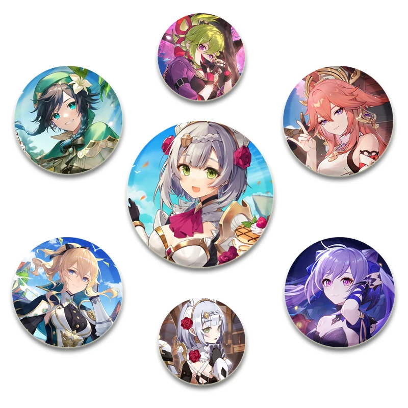 32/44/58mm Game Genshin Impact Cartoon Cosplay Badge Kazuha Yae Miko Venti HuXiaoTao Cute Brooch Pin Accessories Backpack Gifts