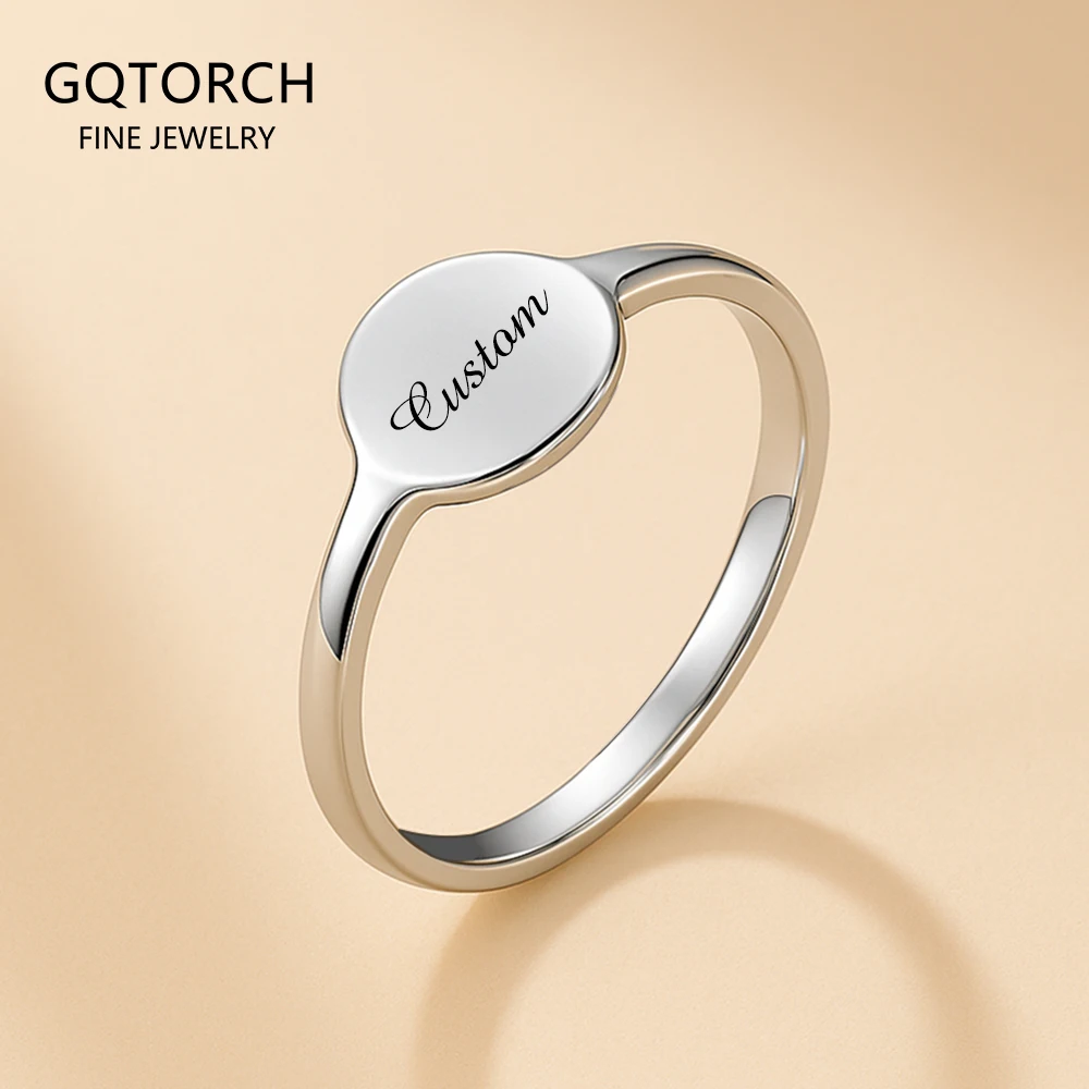 

925 Sterling Silver Signet Ring for Women Girl Personalized Custom Engraved Minimalist Delicate Statement Ring Handmade Jewelry