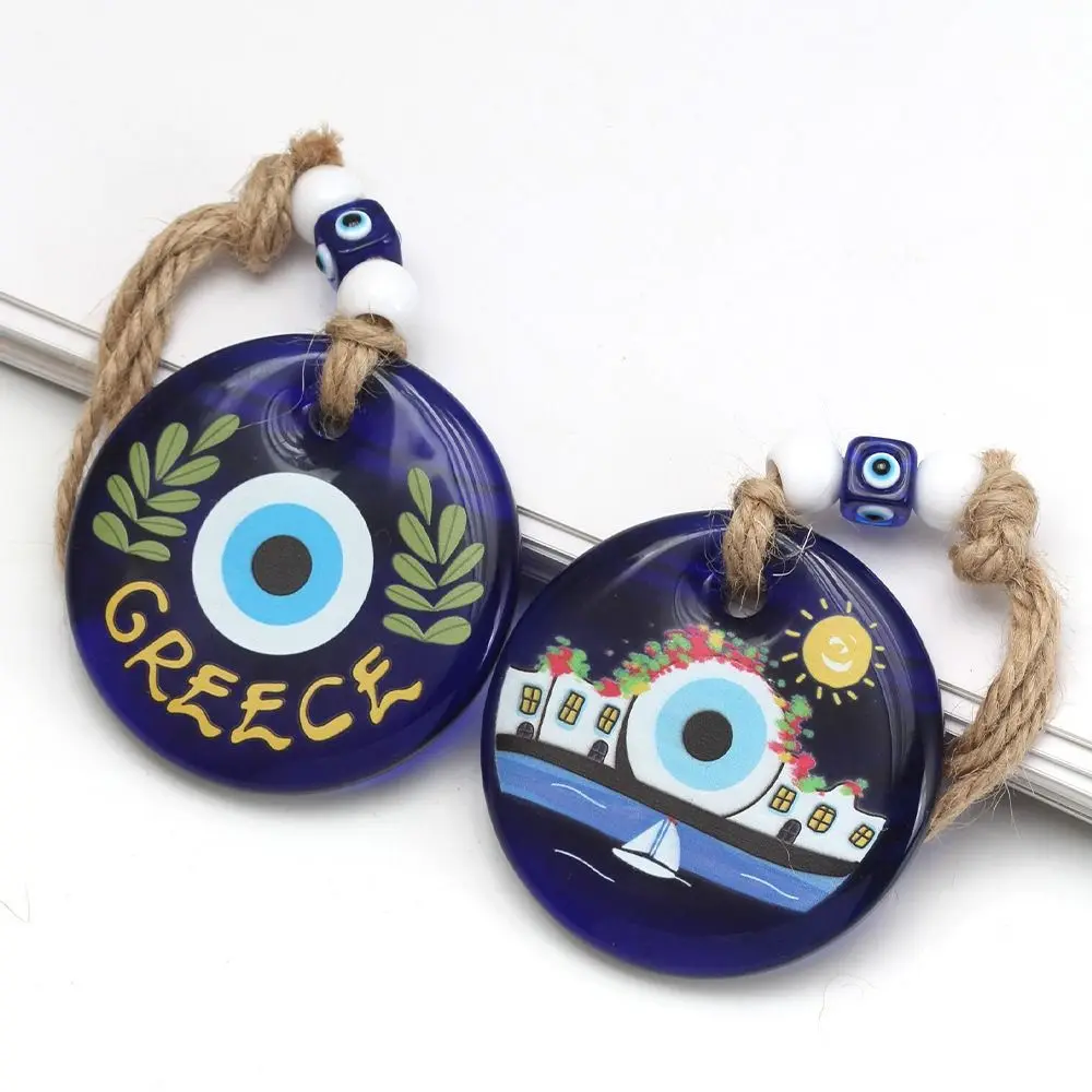 Blue Eye Lucky Eye Keychain Hand of Fatima Glass Bead Lucky Eye Pendant Linen Rope Turkey Car Hanging Charm Couple Gifts