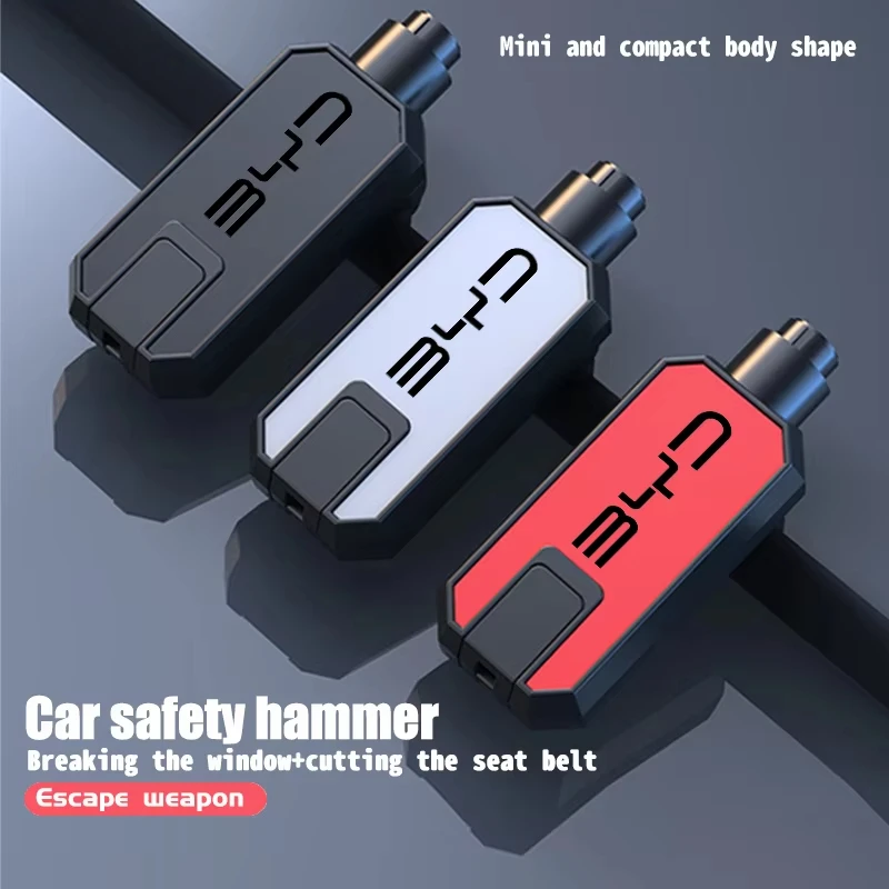 Mini Safety Hammer Life-saving Emergency Self-rescue Tool Keychain For BYD Song Tang Yuan Plus Atto 3 E6 Qin Pro Car Accessories