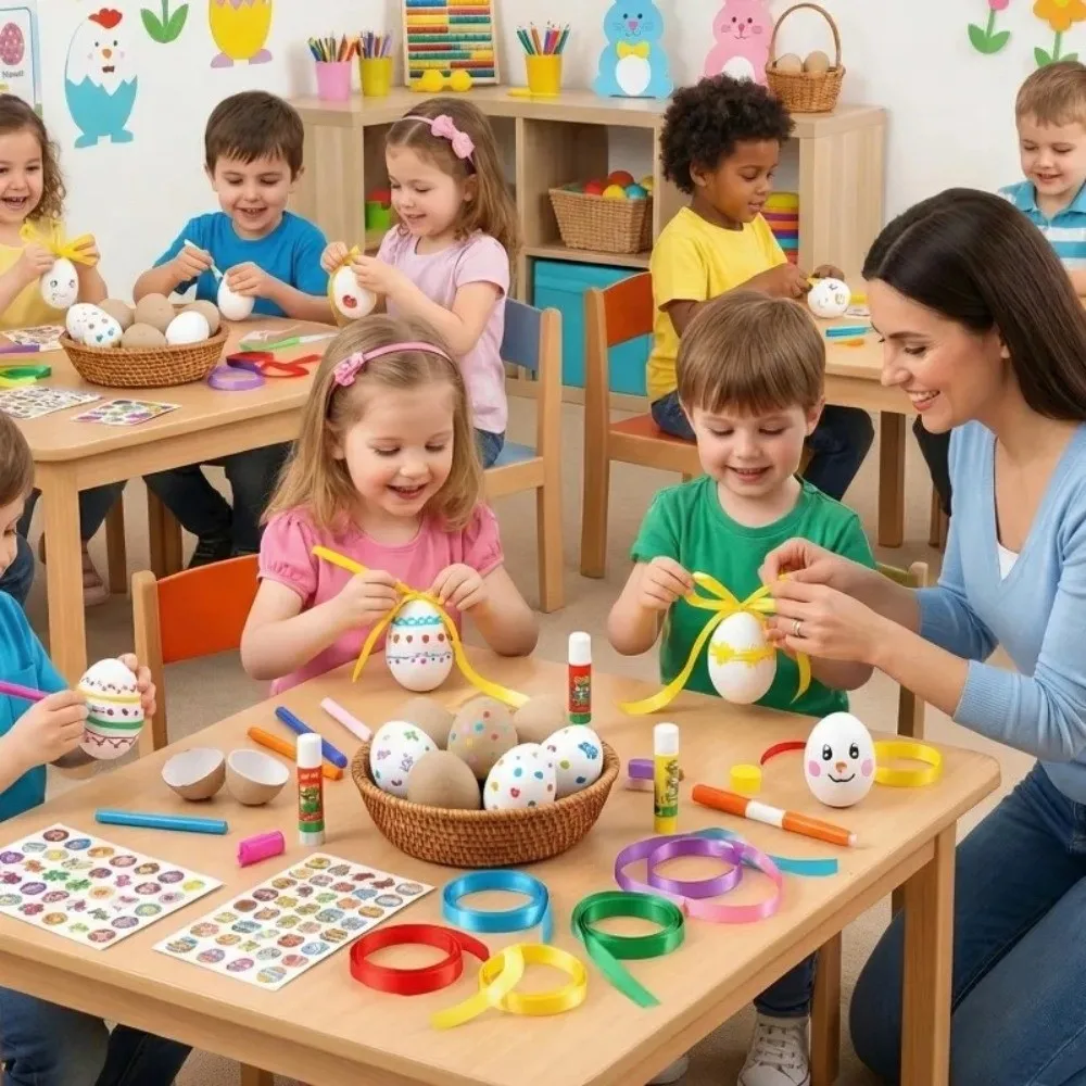 1/5PCS DIY Crafts Paintable Easter Eggs Blank EcoPaper Material Drawable Paper Eggs Durable Cardboard Blank Paintable