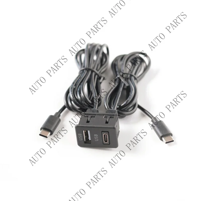 A+ for Car Dual Type-C to USB+TYPE-C Port Panel Interface Extension Cable Adapter Panel