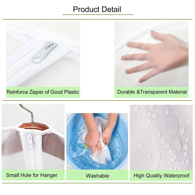 6pcs/set Transparent Clothing Covers Garment Suit Dress Jacket Clothes Coat Dustproof Protector Travel Bag Dust