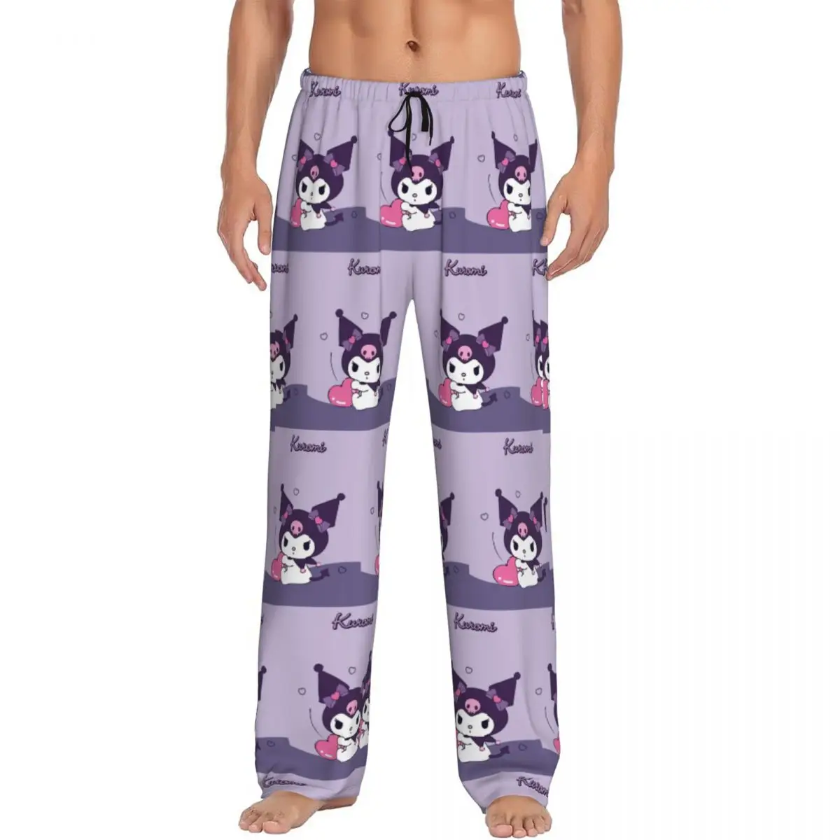 Custom Men Kuromi Pajama Pants Print Comic Kawaii Sleep Sleepwear Bottoms with Pockets