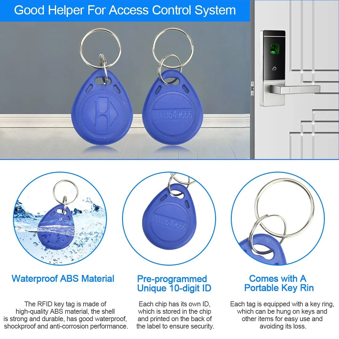 50 Stuks 125 Khz Nabijheid Id Kaart Rfid Keyfob Toegangscontrole Sleutel Voor Deur Toegang Controle Systeem Tk4100