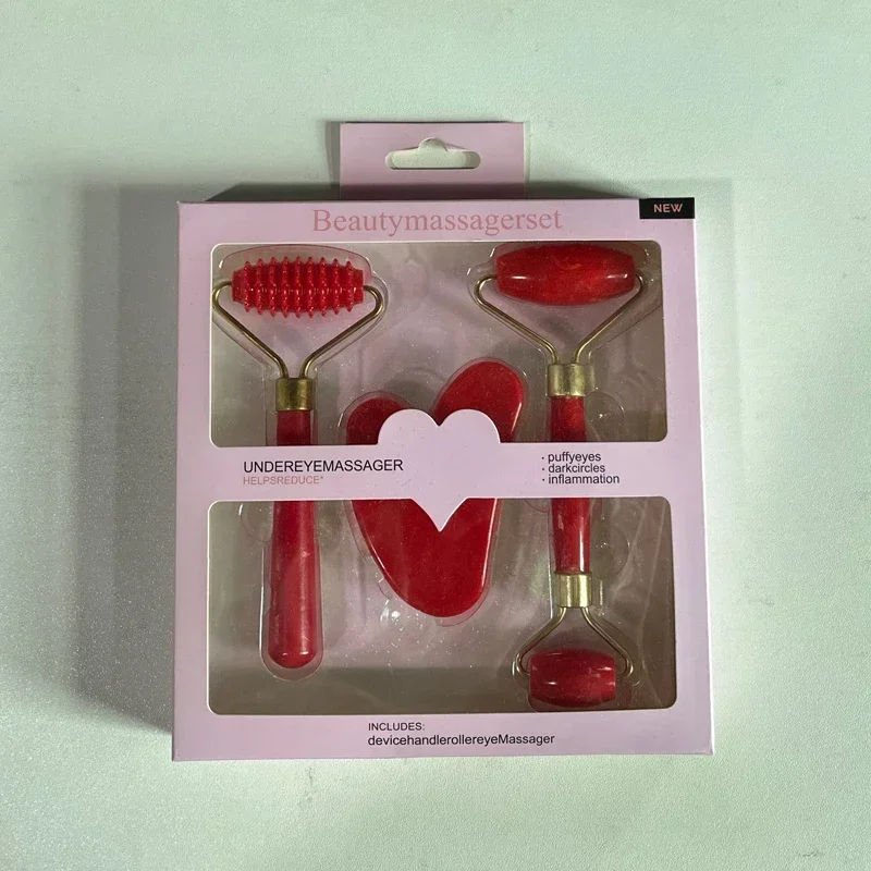 1박스 페이스 마사지 롤러 괄사 보드 레진 스크래퍼 주름 제거 마사지 롤러 얼굴 리프팅 바디 슬림 스킨 케어 세트