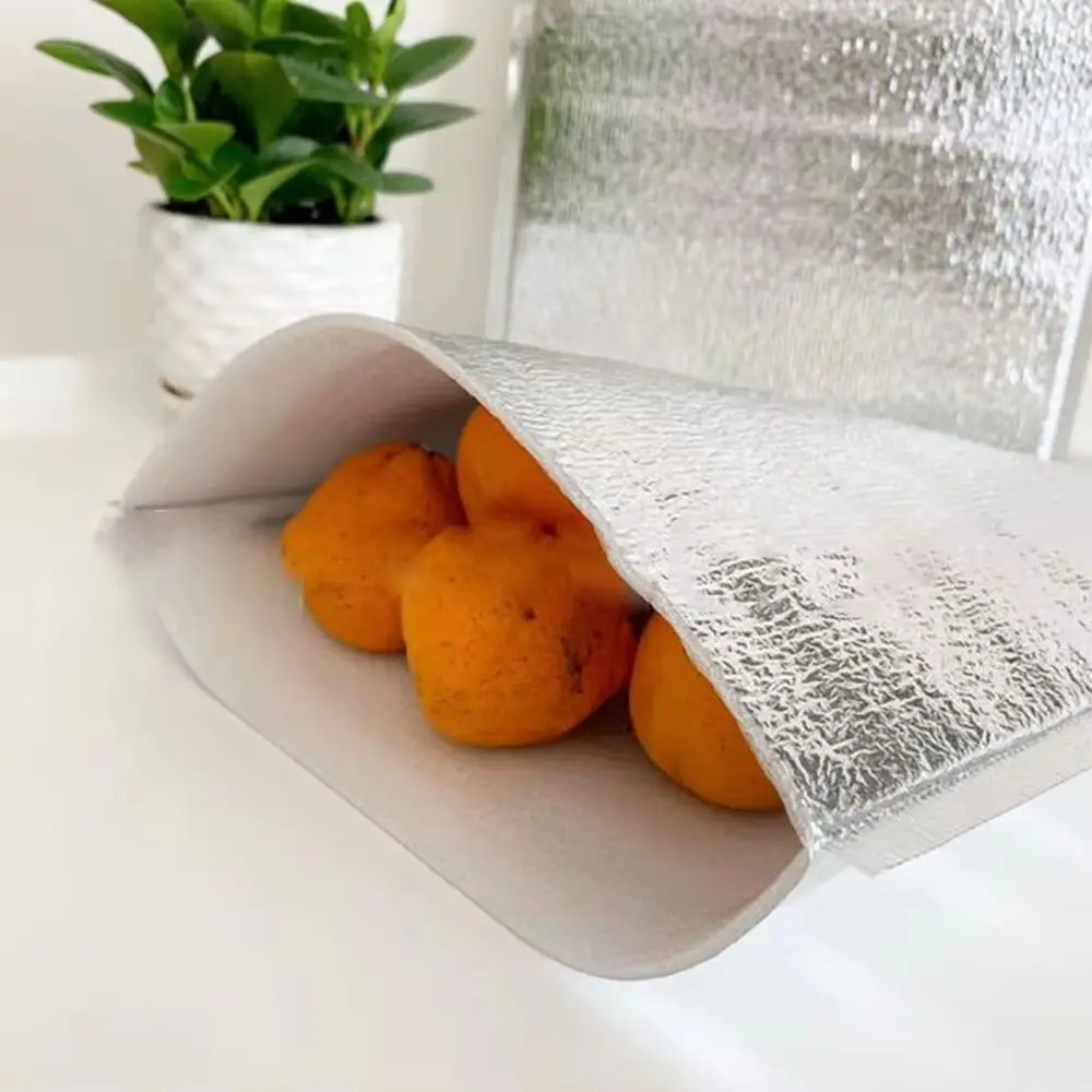50 Stück/Packung, wärmeisolierende Aluminiumfolienbeutel für Lebensmittel und Getränke, mit Verschluss, geeignet als Transport- und Kühlbeutel. – Detail 9