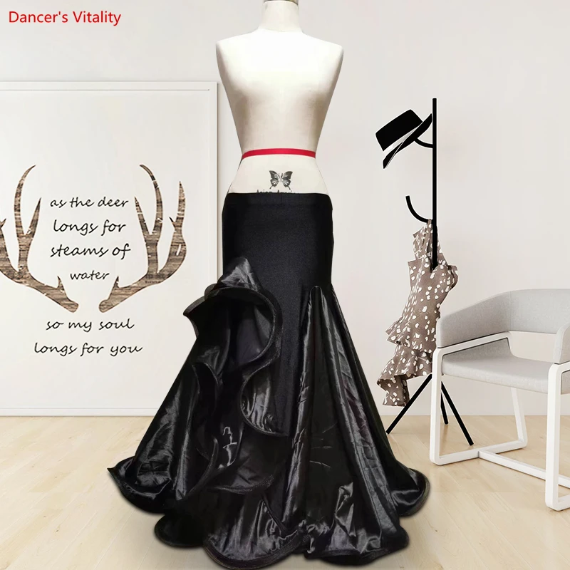 Belly Dance Skirt Women New Sexy Fairy Models Satin Bag Hip Dress Professional Custom Dance Long Skirt