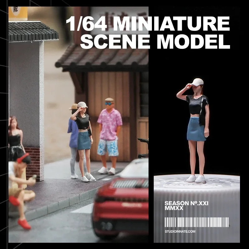 1:64 Anime straat Meisje Mini Pop Figuur Model miniatuur Fotografie rekwisieten Scène Model DIY Zand tafel landschapsarchitectuur ornament Gift