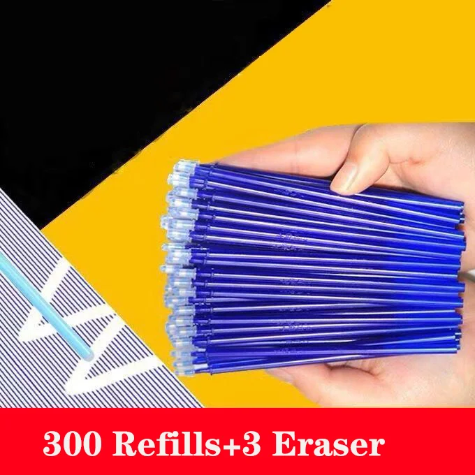 

300+3pcs Erasable Pen Refills Artists Drawing Painting Full Needle Tube Gel Ink Pen Case Fine Point 0.5Mm Students Teacher