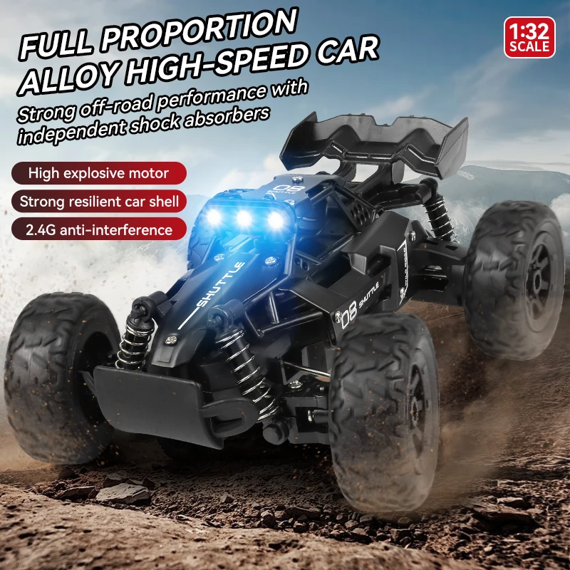 Mini Full Scale 1:32 High Speed Car, RC Drift Racing Car, Remote Control High-Speed Vehicle with LED Lights, Ideal Gift for Kids