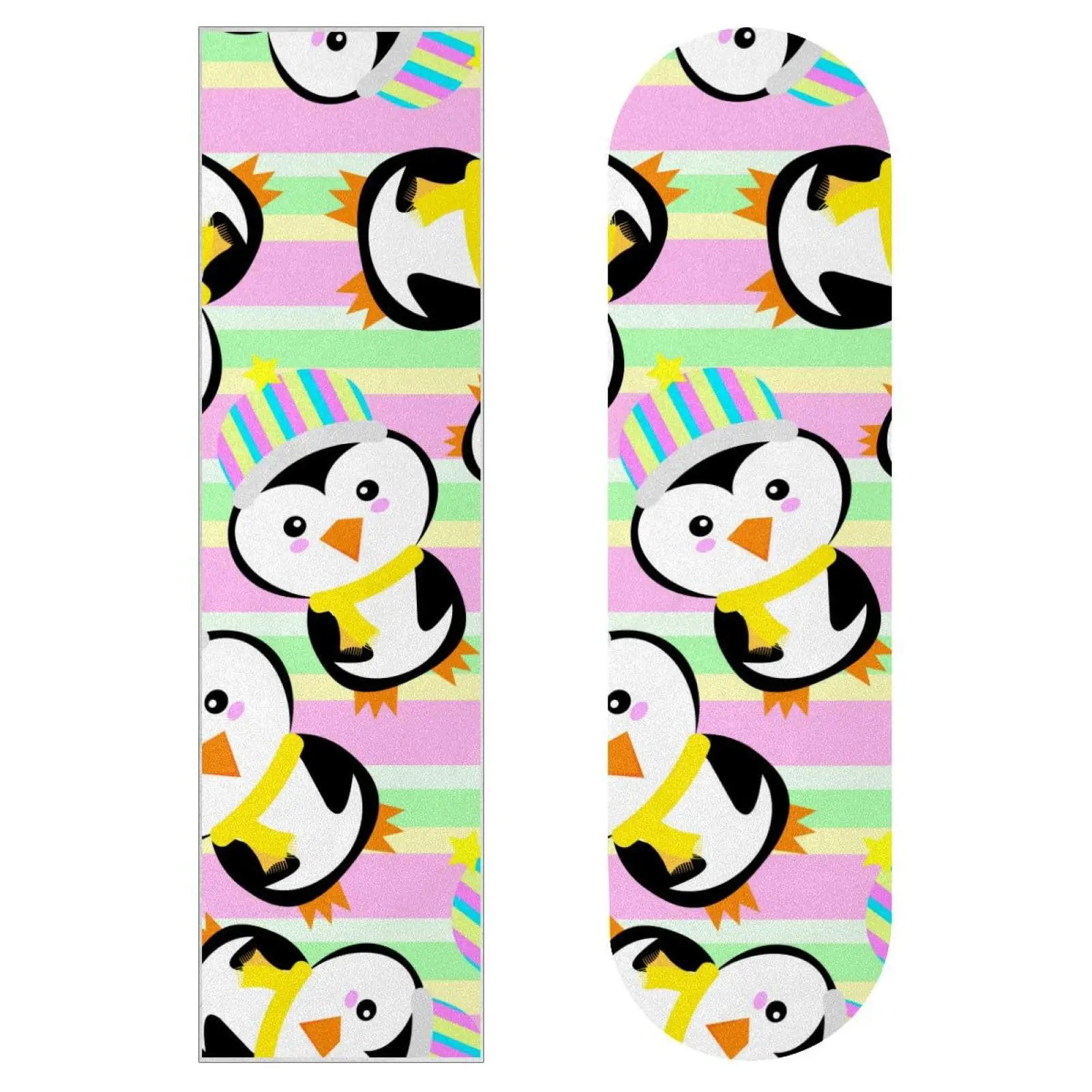 Skateboards Grip Tape Design Winter Penguin Pattern Longboard Anti Slip Sandpaper Sticker Waterproof Skateboards Paper 33x9 Inch