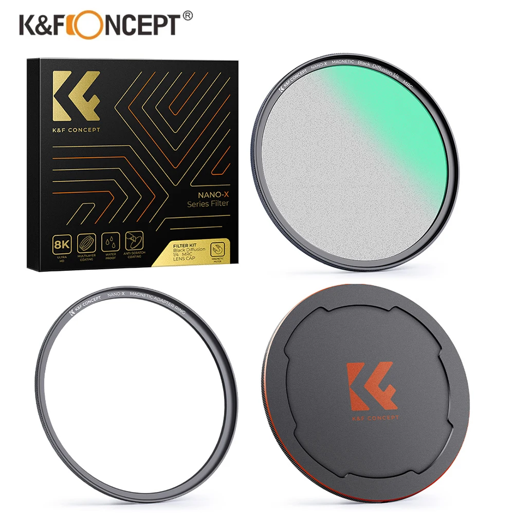 K&F Concept Nano-X Magnetic Attraction Black Mist 1/4 Filter 49mm 52mm 55mm 58mm 62mm 67mm 72mm 77mm 82mm with Magnetic Lens Cap