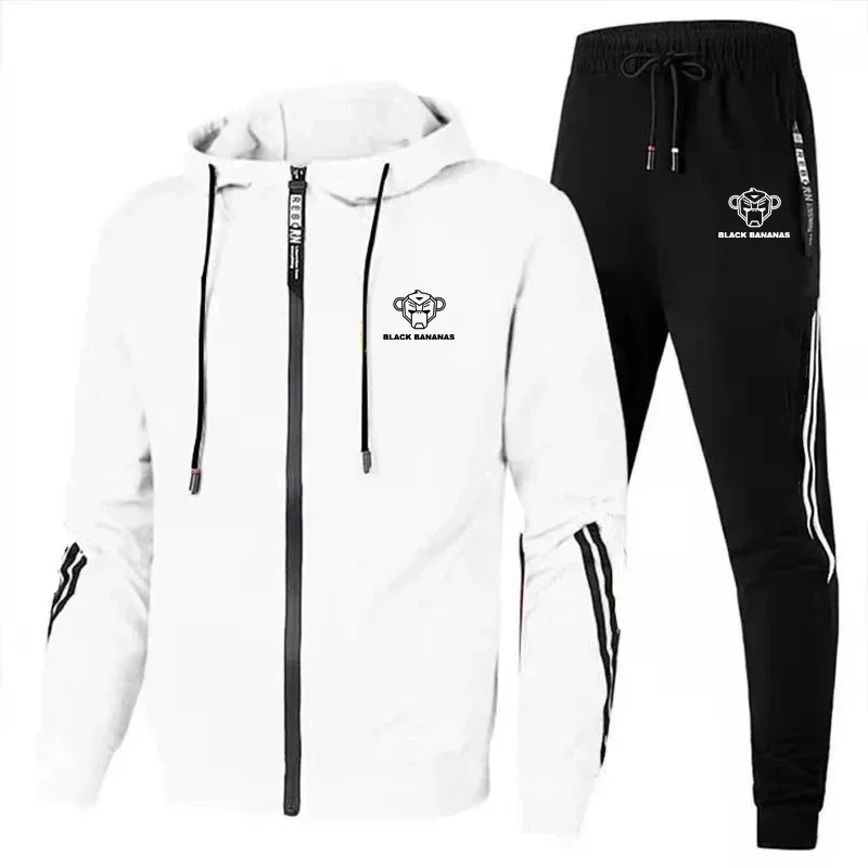 Spring And Autumn Set Zipper Hoodie+Pants 2-piece Set Sports Jacket Set New Fashion Casual Sportswear Men Hoodie Jacket Jogging