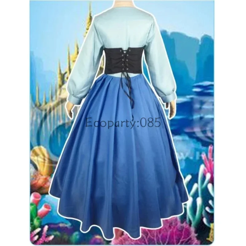 أزياء أنيمي ارييل الأميرة التأثيرية للبالغين بأكمام طويلة الخصر فستان الأميرة الفتيات مرحلة الأداء زي الحفلات