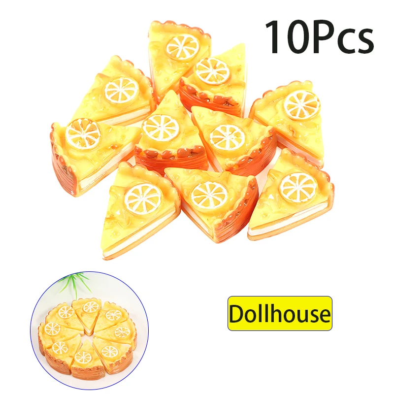 10PCS Dollhouse Miniature Resin Triangle Cakes Doll Simulation Mini Bakery Bread DIY Kitchen Accessories